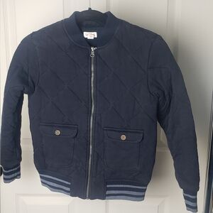 Navy Quilted Bomber Jacket